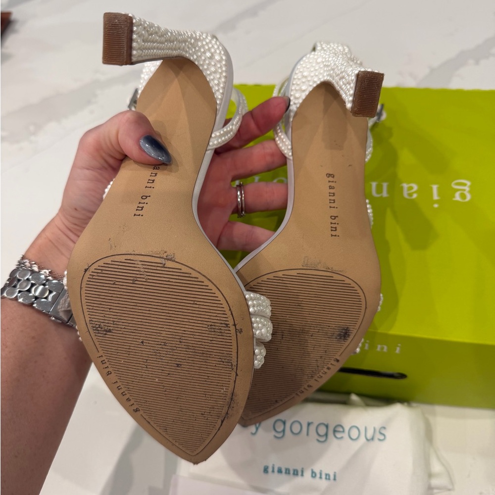 Gianni Bini Pearl White Strappy Heels - Picture 8 of 10